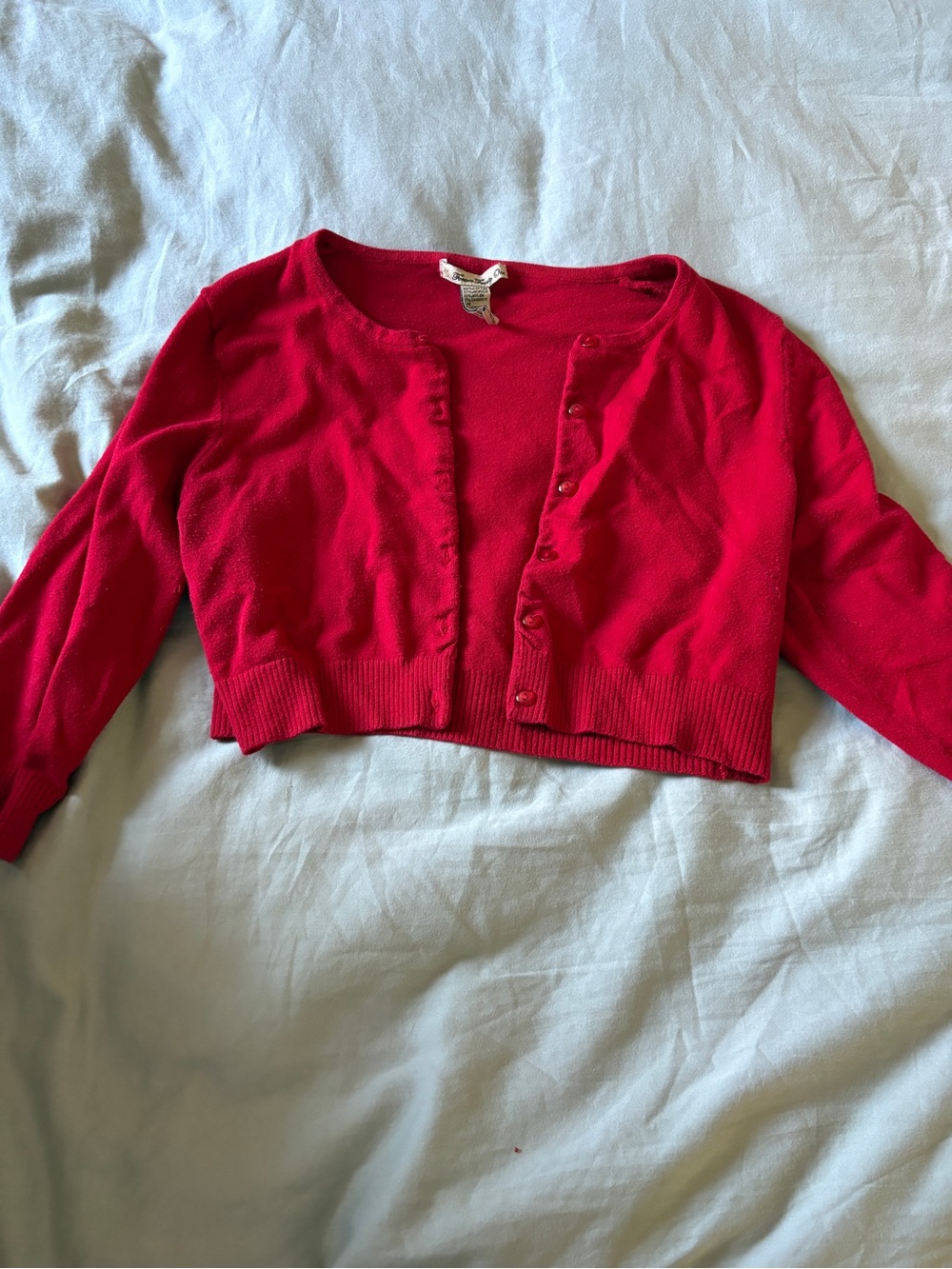 Women's Red Cropped Button Cardigan Sweater - forever21